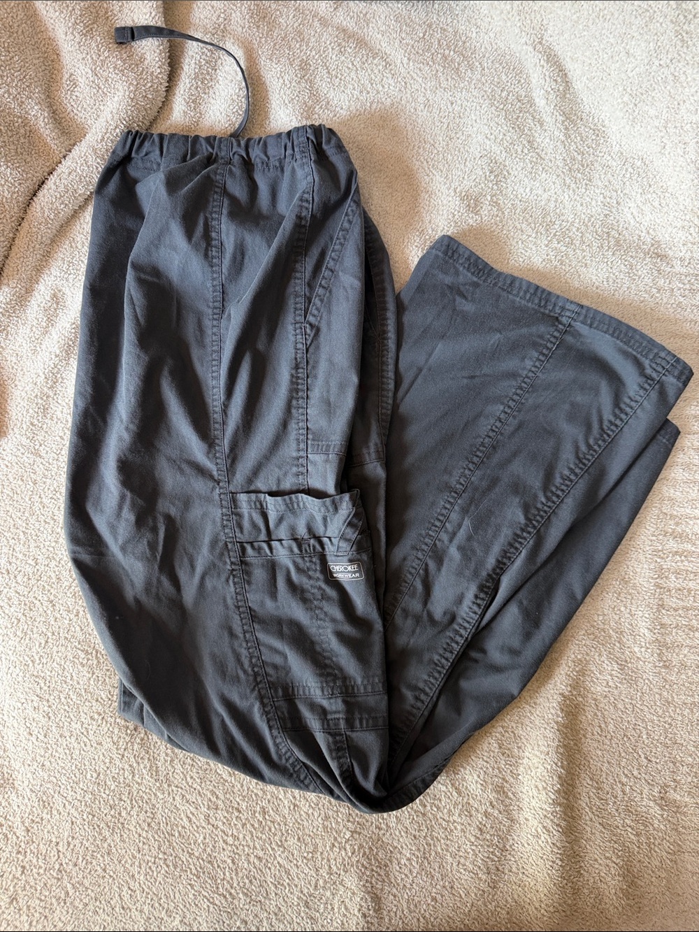 Cherokee Men's Black Cargo Scrub Pants with Utility Pockets